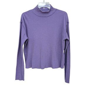 Anthropologie t.La Waffle Knit Mock Neck Shirt Purple Womens XS Long Sleeve